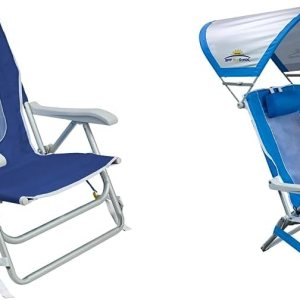 GCI Outdoor Waterside – Silla de playa tipo mochila azul real y sombrilla junto al agua GCI Outdoor Waterside – Silla de playa tipo mochila azul real y sombrilla junto al agua