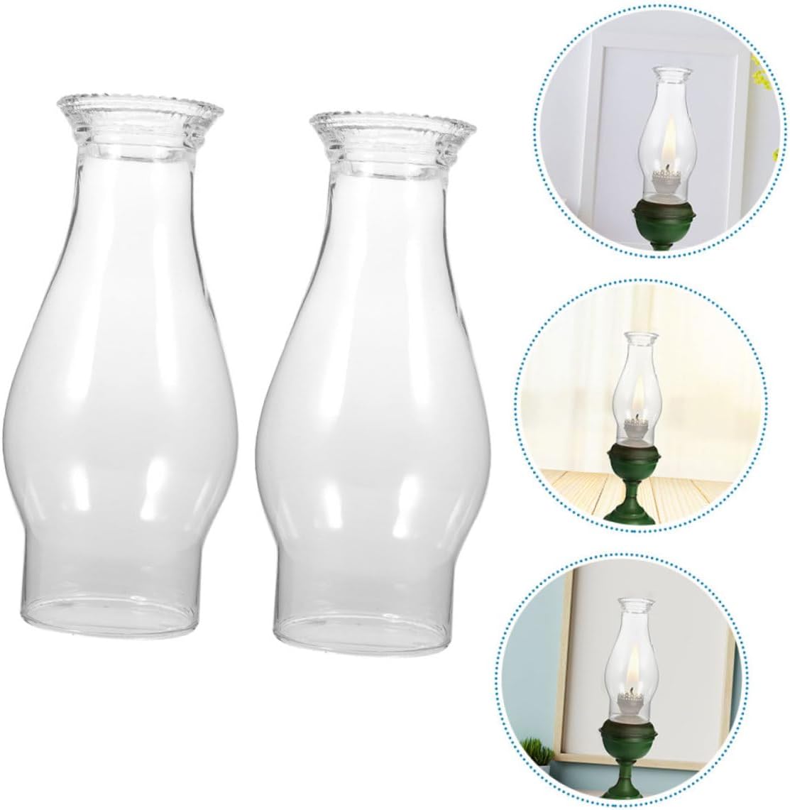 Angoily 2 unids vintage lámpara lámpara accesorios vintage pantalla lámpara de vidrio lámpara de queroseno chimenea de vidrio pequeña lámpara aceite