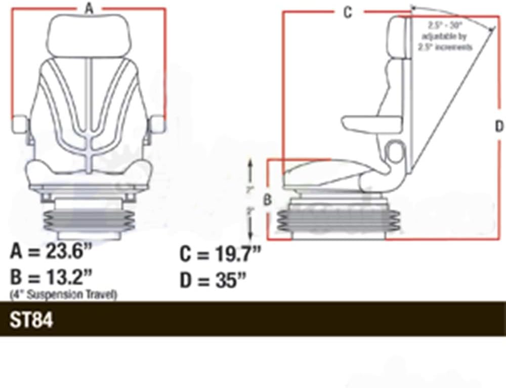RAParts F10M200 – Asiento mecánico negro para John Deere para JD Tractor RT95 6060 6080 7000 +