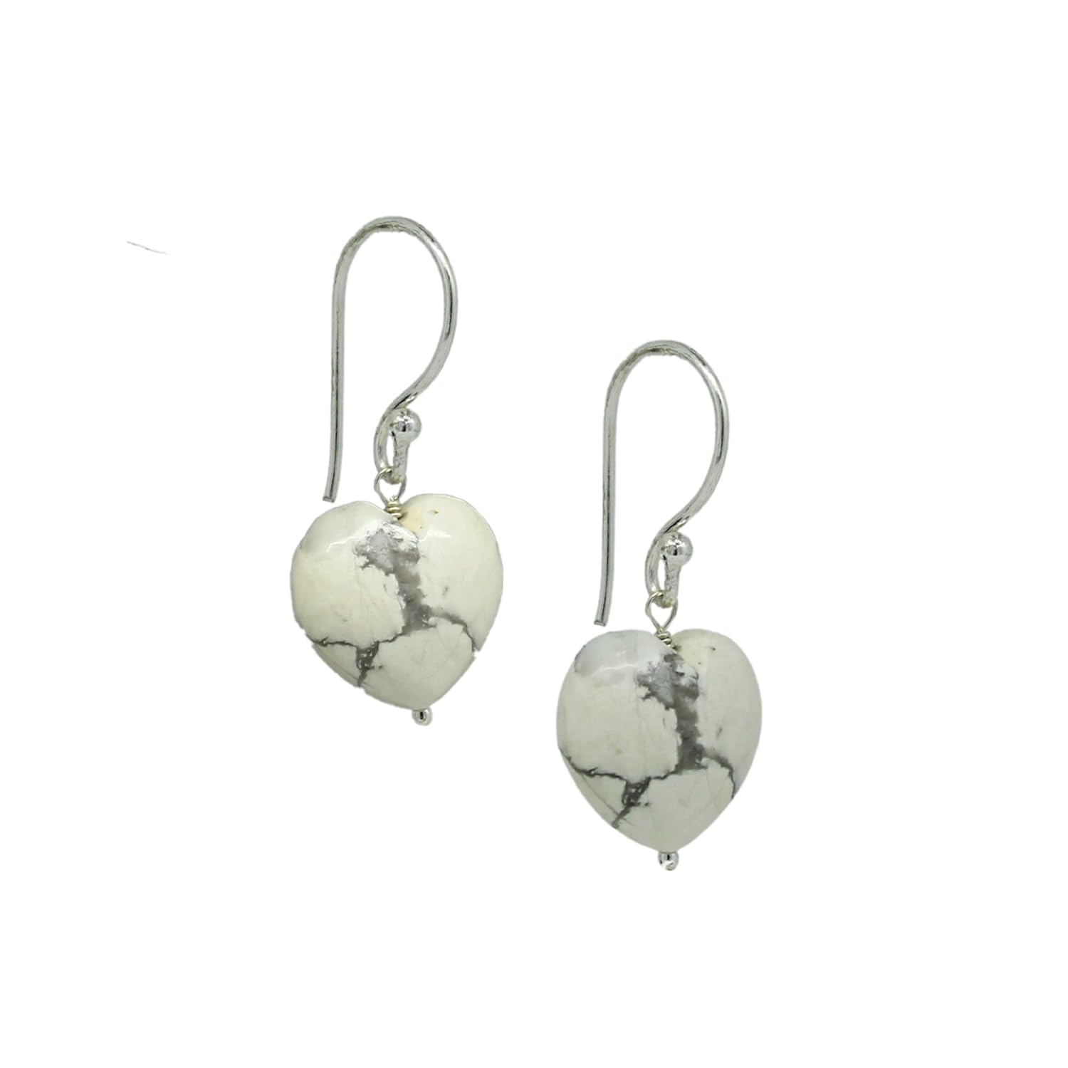 Gempires Mother’s Day Gift Natural Howlite Heart Crystal Earrings Gemstone Handmade Jewelry Gift for Girls and Teens (Howlite)