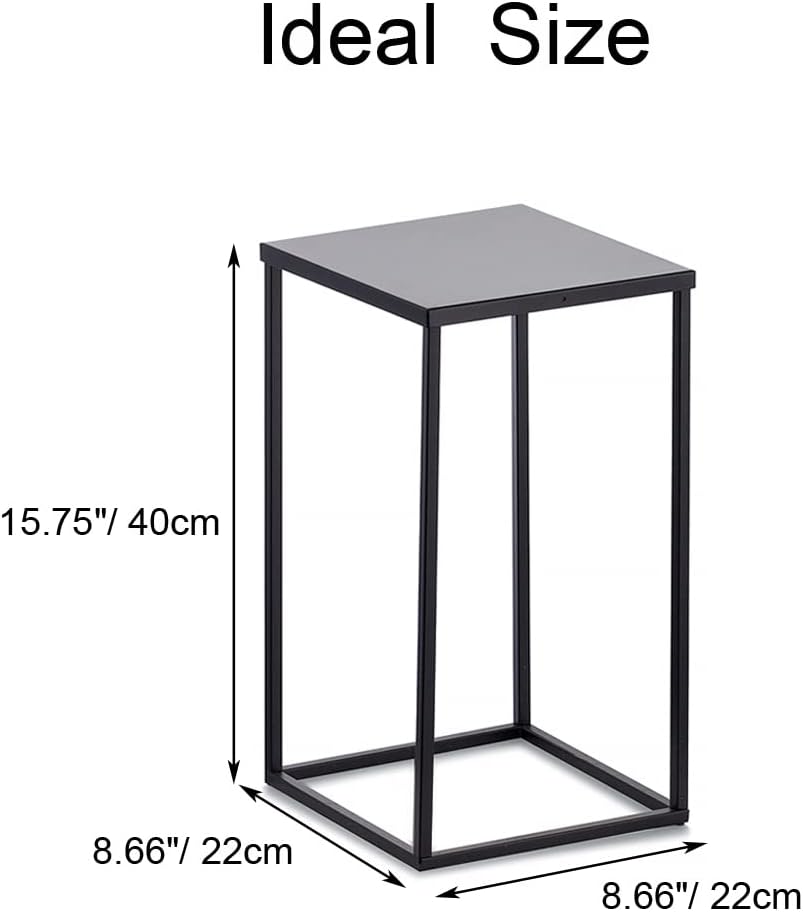 Soporte de pedestal negro para plantas, 2 piezas, soporte de metal para plantas, soporte de flores de 15.75 pulgadas de alto, soporte para flores,