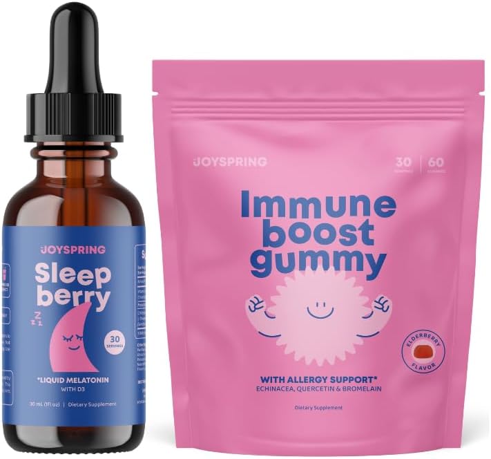 JoySpring SleepBerry Melatonina para niños con saúco y gomitas de apoyo inmunológico para niños – Apoyo inmunológico para niños