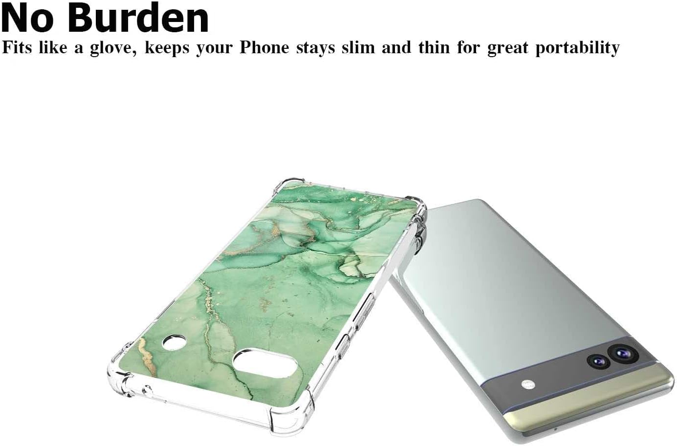 Compatible con Google Pixel 6A, funda de mármol verde y dorado abstracto para Google Case Girls Women, funda de carga inalámbrica elegante de TPU