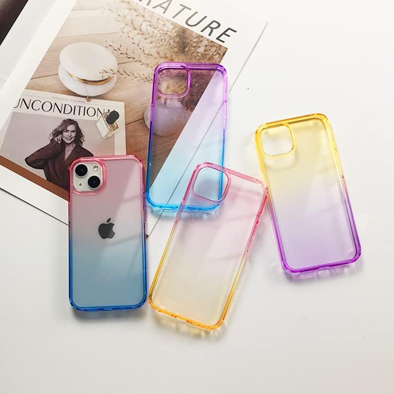 YZR Funda transparente para iPhone, no amarilla protección contra caídas de grado militar a prueba de golpes (azul degradado polvo, iPhone 13)