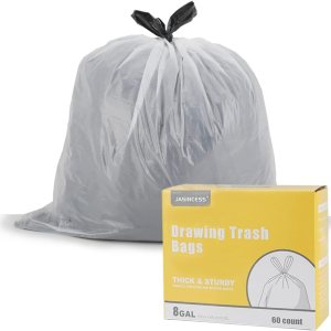 JASINCESS Bolsas de basura pequeñas con cordón de 8 galones, bolsas de basura gruesas multiusos para la oficina en casa, cocina (transparente-60) JASINCESS Bolsas de basura pequeñas con cordón de 8 galones, bolsas de basura gruesas multiusos para la oficina en casa, cocina (transparente-60)