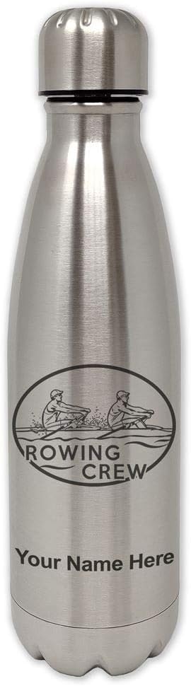 LaserGram Botella de agua de acero inoxidable de una sola pared, equipo de remo, grabado personalizado incluido