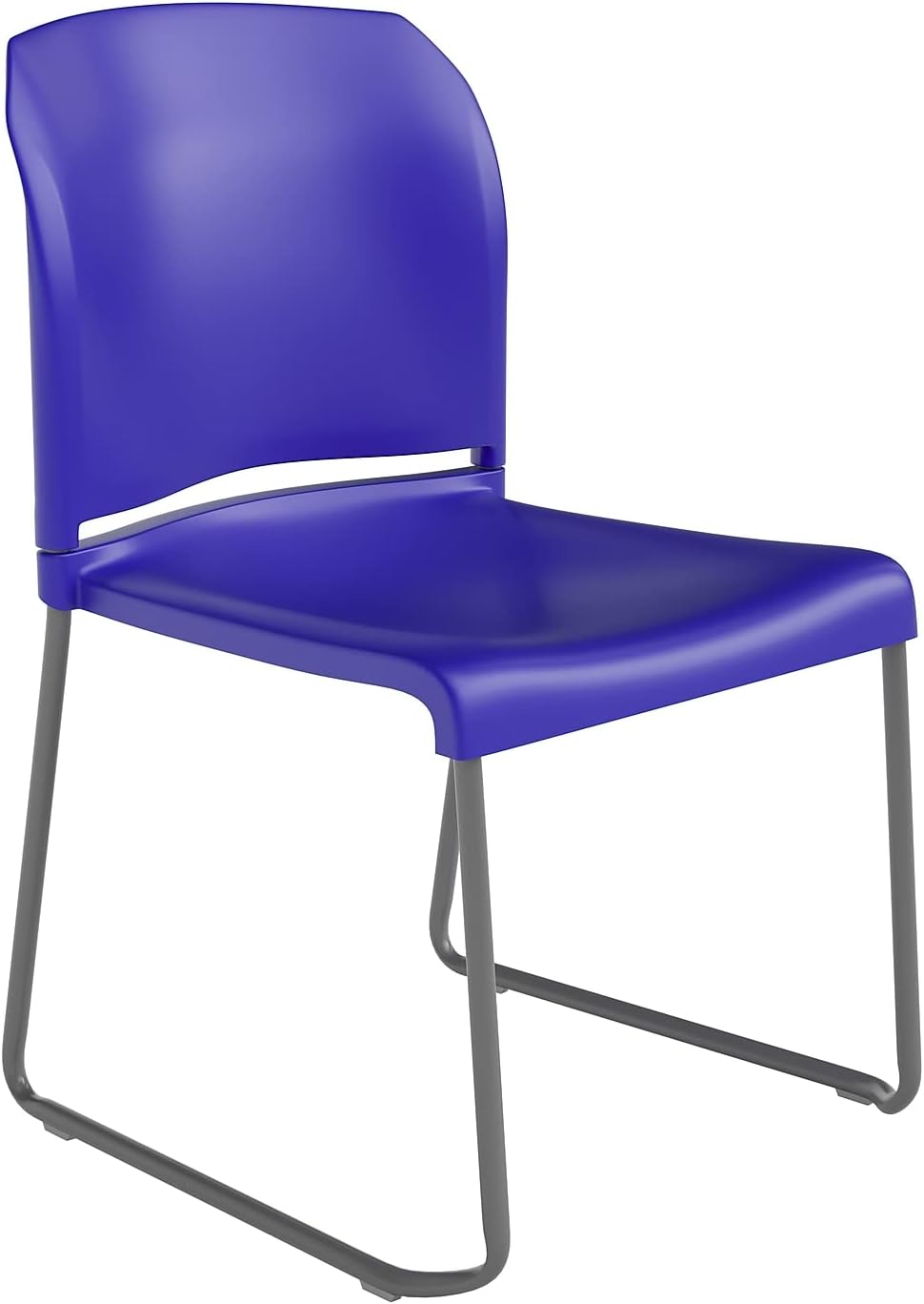 Flash Furniture Hercules Series – Silla apilable contorneada con respaldo completo de 880 libras con base de trineo recubierto de polvo gris, 23.75