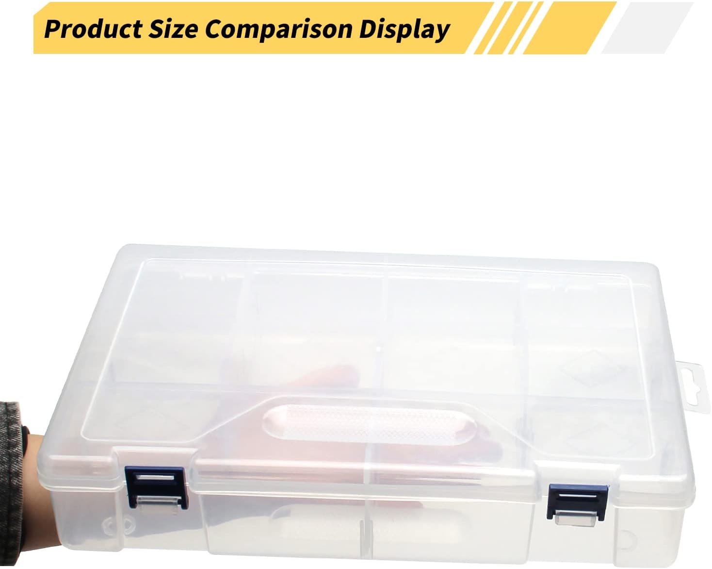 MroMax Caja de almacenamiento de componentes PP, 11.417 x 7.480 x 2.362 in, organizador de plástico, contenedor ajustable, 10 rejillas extraíbles,