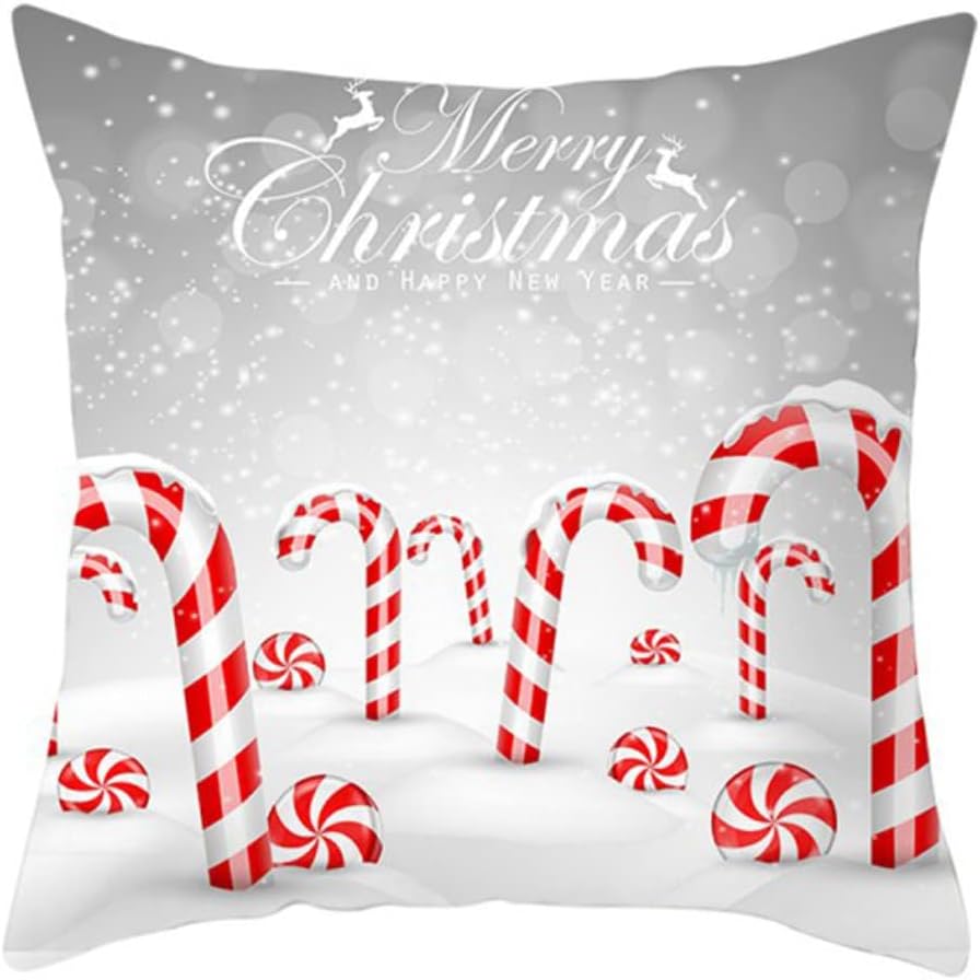 Ochine Fundas de almohada de Navidad con bastón de caramelo de Navidad para decoraciones de Navidad, fundas de almohada de Navidad, funda de cojín