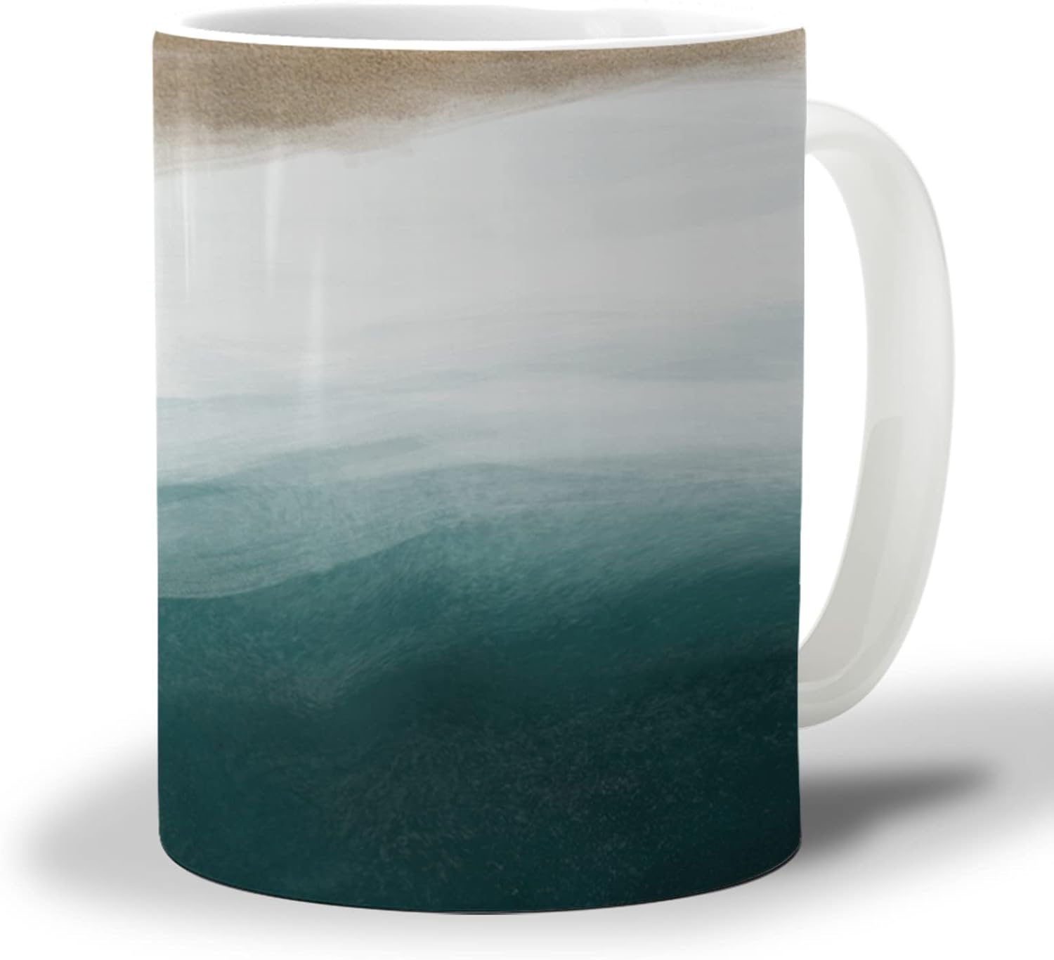 Taza de cerámica de 12 onzas para caféaguaté, taza de porcelana de color marrón, blanco, verde azulado, degradado, idea de regalo para el día de San