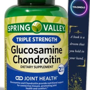 Comprimidos de condroitina de glucosamina de triple fuerza, suplemento dietético Spring Valley, 80 unidades y marcapáginas de regalo YOLOMOLO Comprimidos de condroitina de glucosamina de triple fuerza, suplemento dietético Spring Valley, 80 unidades y marcapáginas de regalo YOLOMOLO