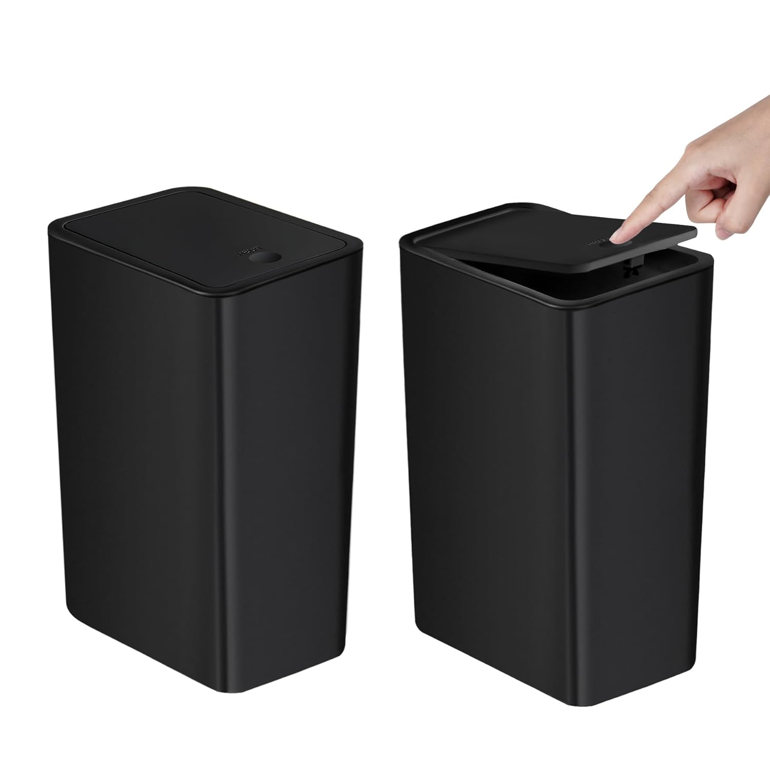 Basurero de baño con tapa, cubo de basura delgado de 10 litros2.6 galones, cesta de basura pequeña con tapa desplegable para cocina, dormitorio,