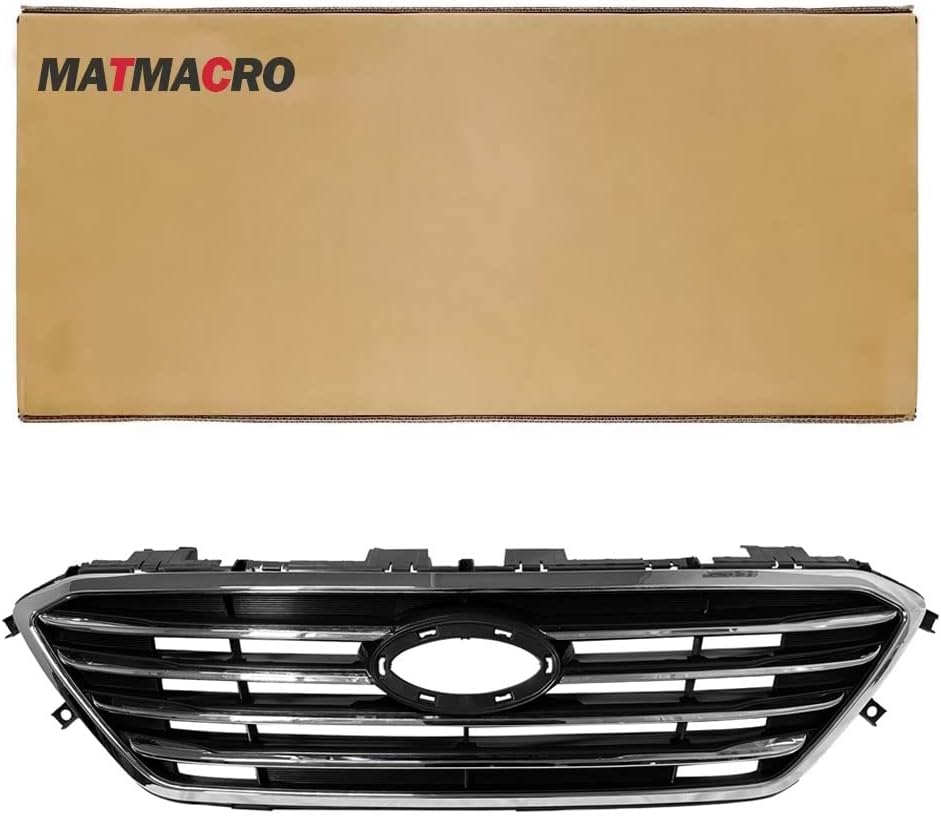 Parachoques delantero cromado negro rejilla superior compatible para 2015 2016 Hyundai Sonata estilo fábrica rejilla