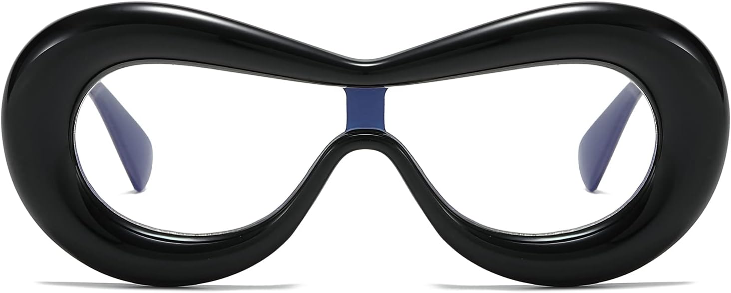 Gafas gruesas de gran tamaño con luz azul  Y2K ovaladas antifatiga ocular gafas de computadora con marco transparente para fiestas