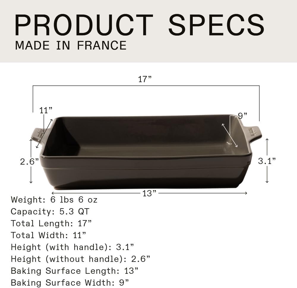 Made In Utensilios de cocina – Plato rectangular para hornear – Verde oliva – Cerámica hecha a mano – Utensilios para hornear profesionales – Made