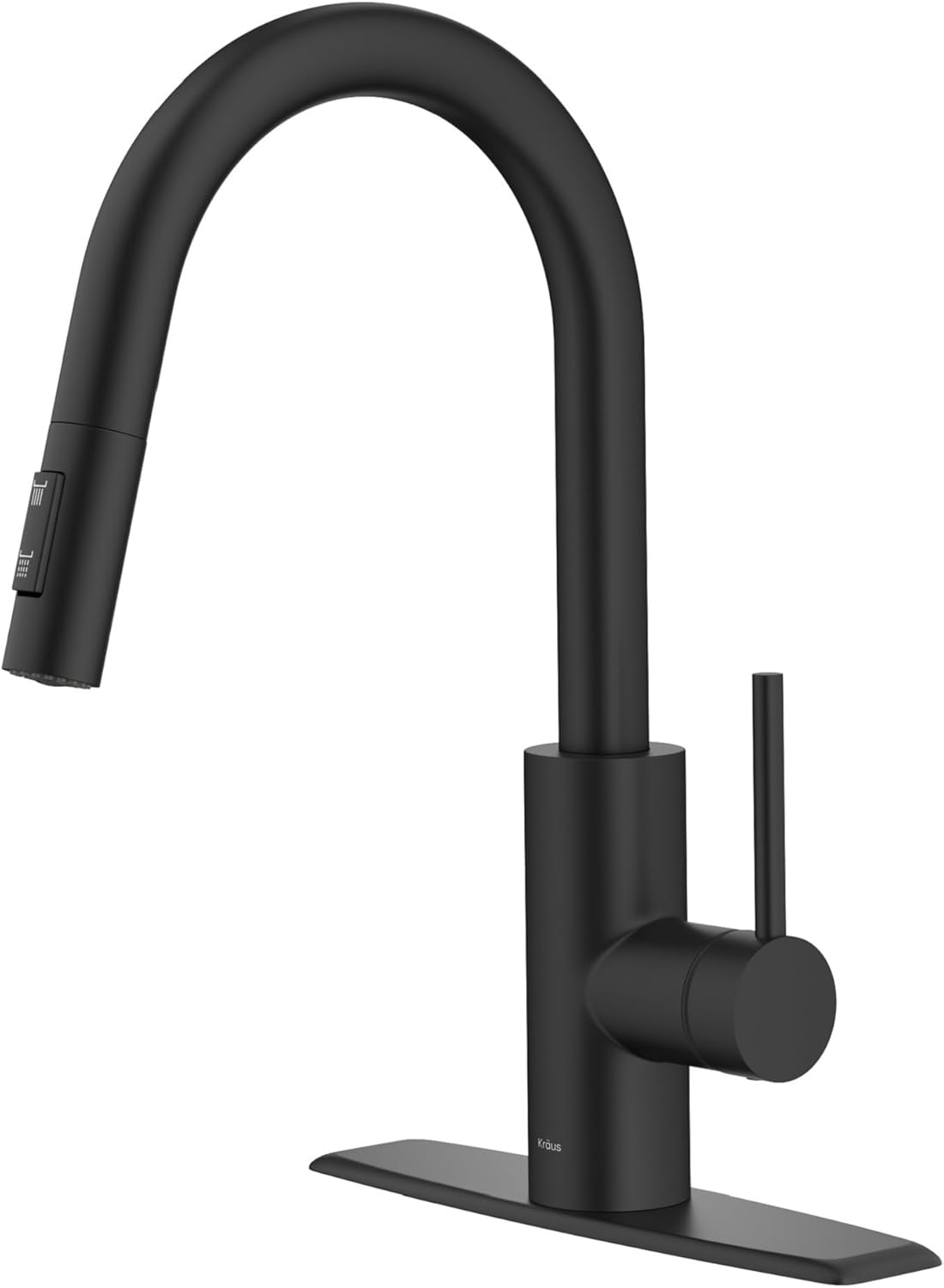 KRAUS Oletto – Grifo de cocina monomando extraíble con instalación de montaje superior QuickDock, en negro mate, KPF-2620MB