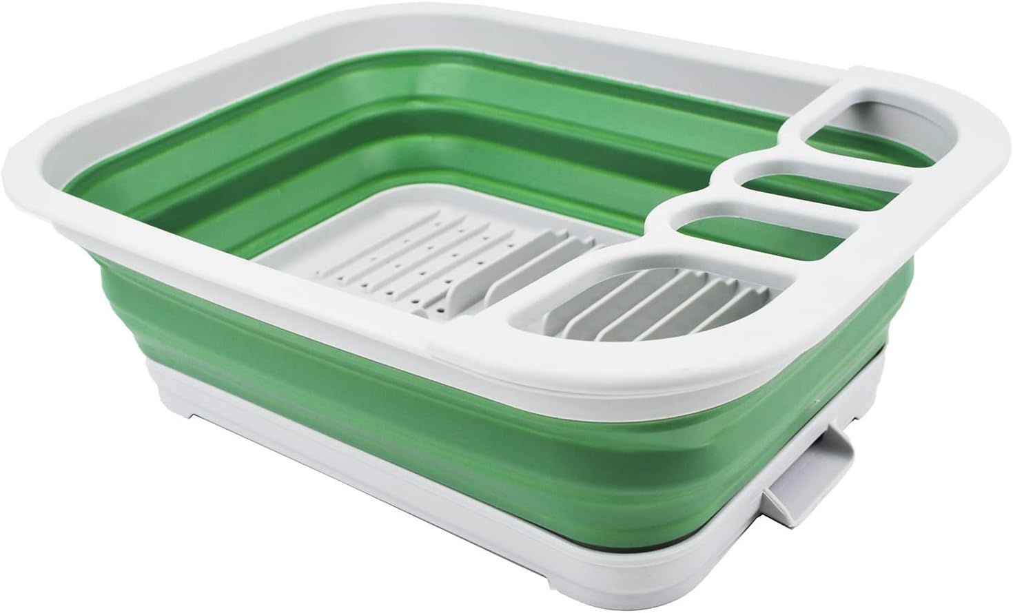 SAMMART Escurridor de platos de plástico plegable de 7.3L (1.9 galones) con escurridor, juego de escurridor plegable, organizador de vajilla