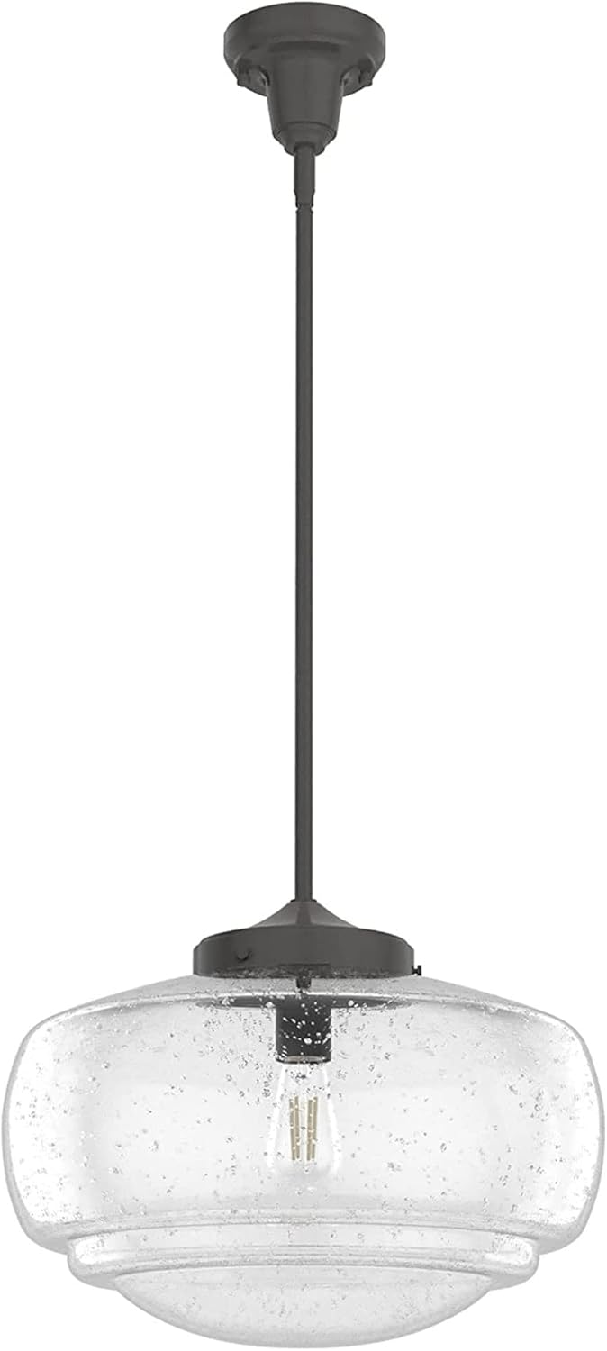 Hunter – Saddle Creek 1 luz noble bronce luz colgante de tamaño mediano, regulable, estilo de escuela en forma de escuela, para dormitorios,