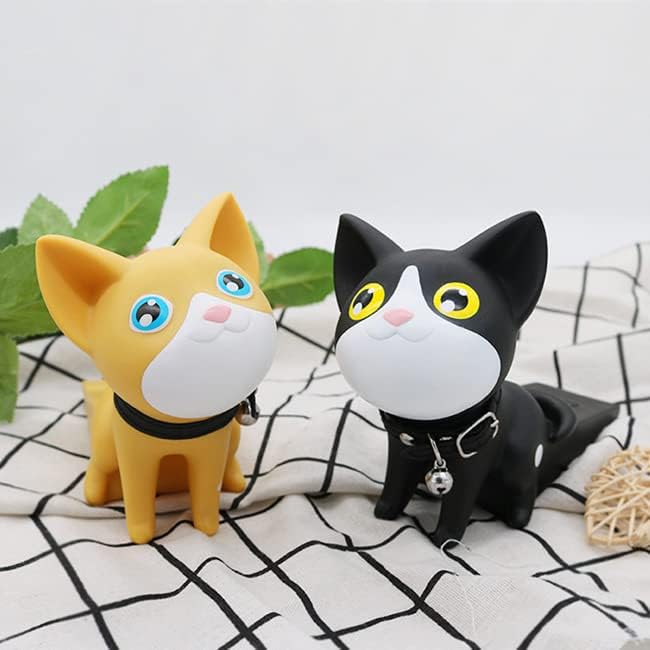 Tope de puerta decorativo para puerta de gato, soporte de puerta de animal cuña (gato encantador negro y blanco)