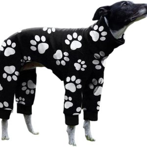 Cnkwei Pijama de perro mediano y grande con estampado de pata de perro Cnkwei Pijama de perro mediano y grande con estampado de pata de perro