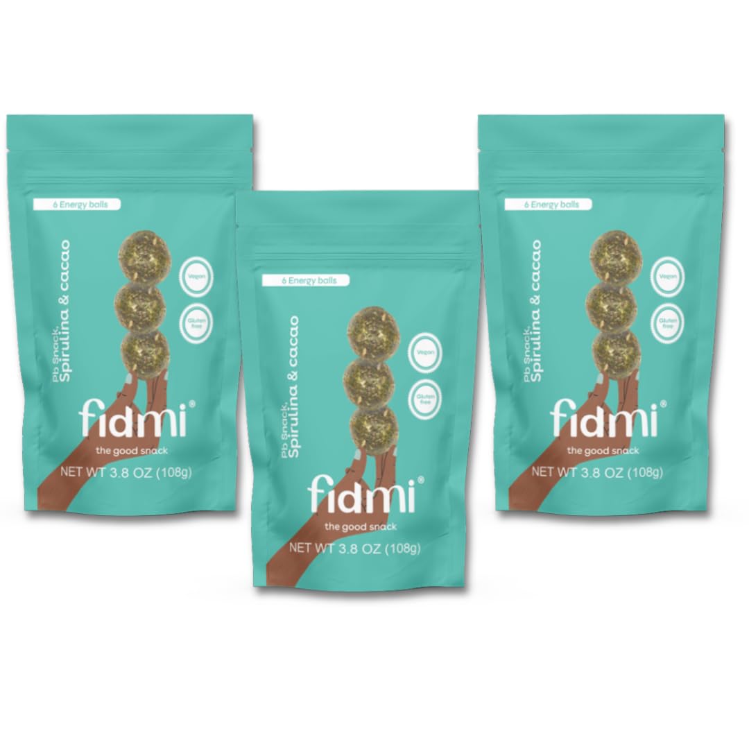 Fidmi Bolas de proteínas  Bola energética para refrigerios  Ingredientes naturales  Apto para dietas cetogénicas (chispas de chocolate y espirulina)