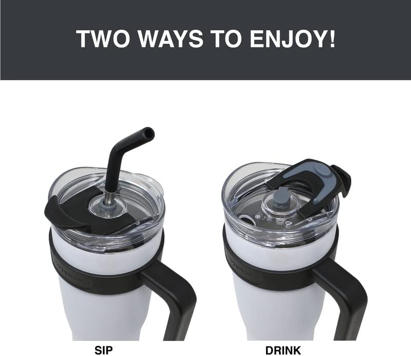 HYDRAFLOW Capri – Vaso de 40 onzas con popote  Vaso aislado al vacío de triple pared  Vaso aislado al vacío  Vaso de acero inoxidable  Vaso
