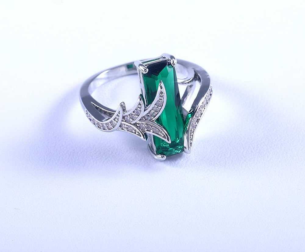 Women’s 925 Sterling Silver Ring Inlaid Square Topaz Zircon Diamond Emerald Ring Ladies Rainbow Gemstone Engagement Wedding Ring Cocktail Party