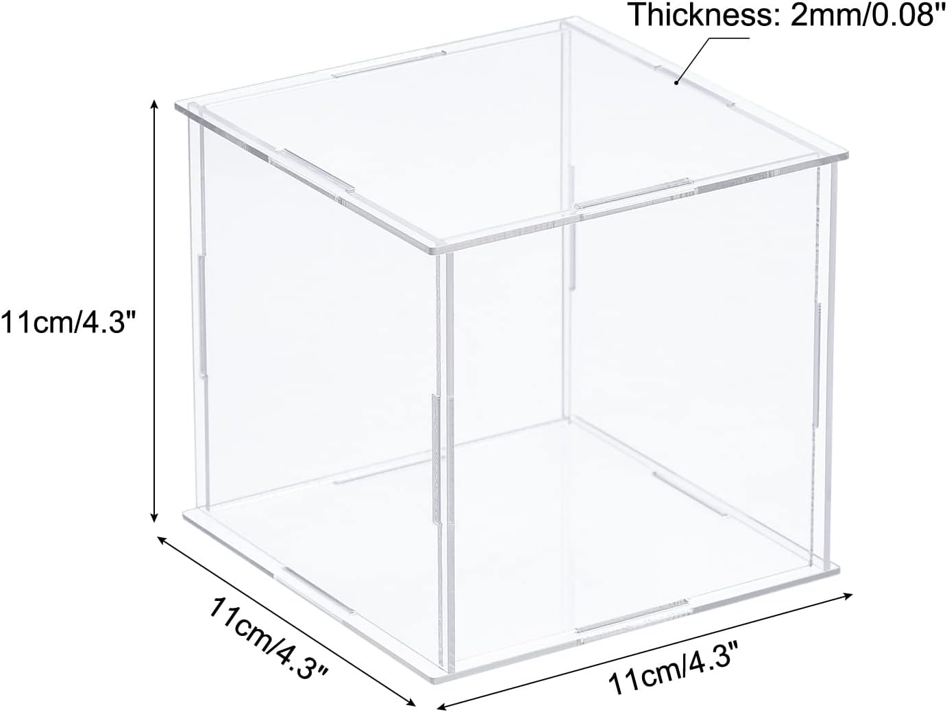 MECCANIXITY Caja de exhibición transparente, caja de acrílico monta caja a prueba de polvo, 3.9 x 3.9 x 3.9 pulgadas para coleccionables,