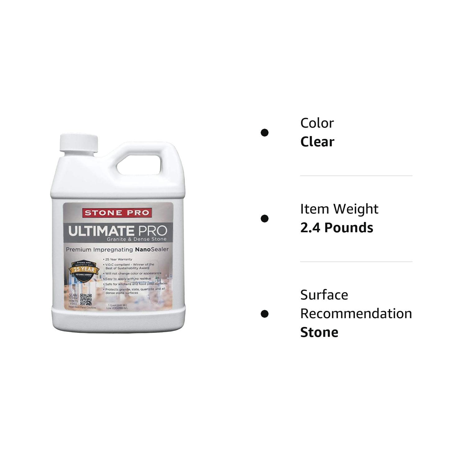StonePro Ultimate Pro Sellador (para granito sellador, pizarra, cuarcita y piedra densa) (1 cuarto de galón – 32 onzas líquidas) (1 cuarto de galón