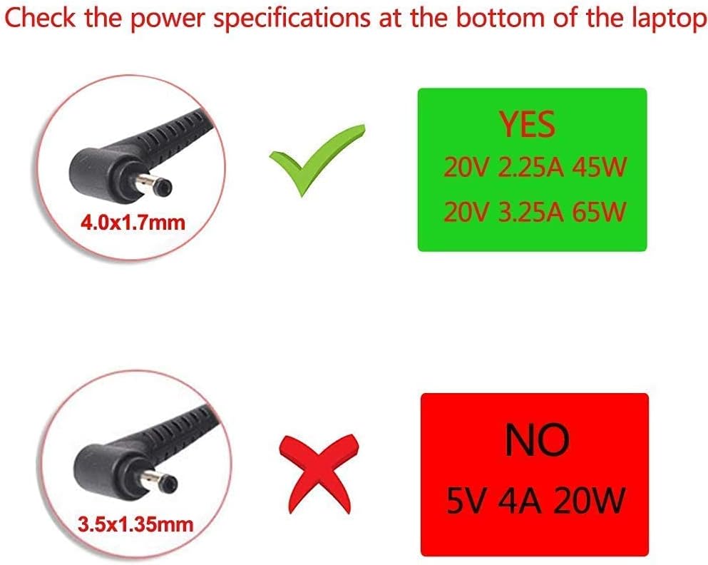 Cargador de CA de 65 W para Lenovo Ideapad 3 5 Flex 5 4 6 11 14 15 Flex-14 Flex-15 Flex 5-1470 Lenovo Ideapad 110 110s 310 320 330s 510 520 30s 710