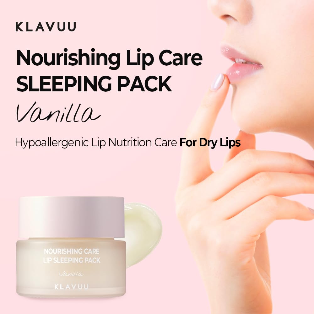 Klavuu Nourishing Care Lip Sleeping Pack – Máscara de labios para exfoliar y nutrir el bálsamo de tratamiento labial para labios secos – Aceite