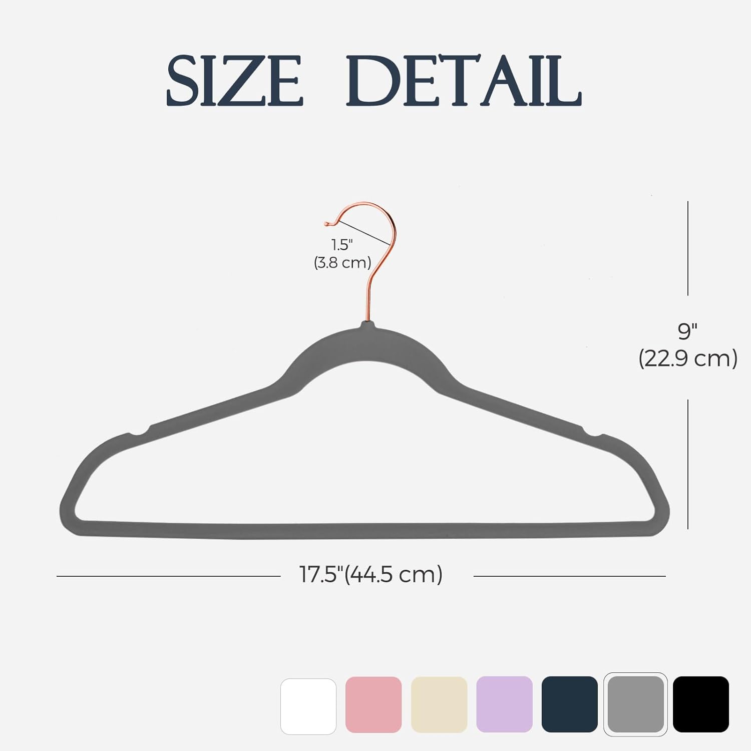 HOUSE DAY Perchas de terciopelo gris, paquete de 60 perchas de ropa de alta calidad, perchas de fieltro antideslizantes, perchas grises resistentes,