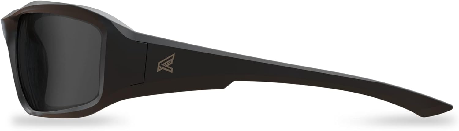 EDGE Brazeau Safety Glasses, Polarized Lenses, Non-Slip, ImpactScratch Resistant, 99.9% UV Protect, ANSI Z87 Rated (Black Frame, Smoke Vapor Shield)