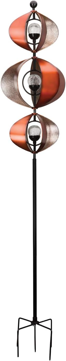 Regal Art & Gift 12574 Molinillo de viento solar con 3 orbes para decoración de jardín, bronce plateado