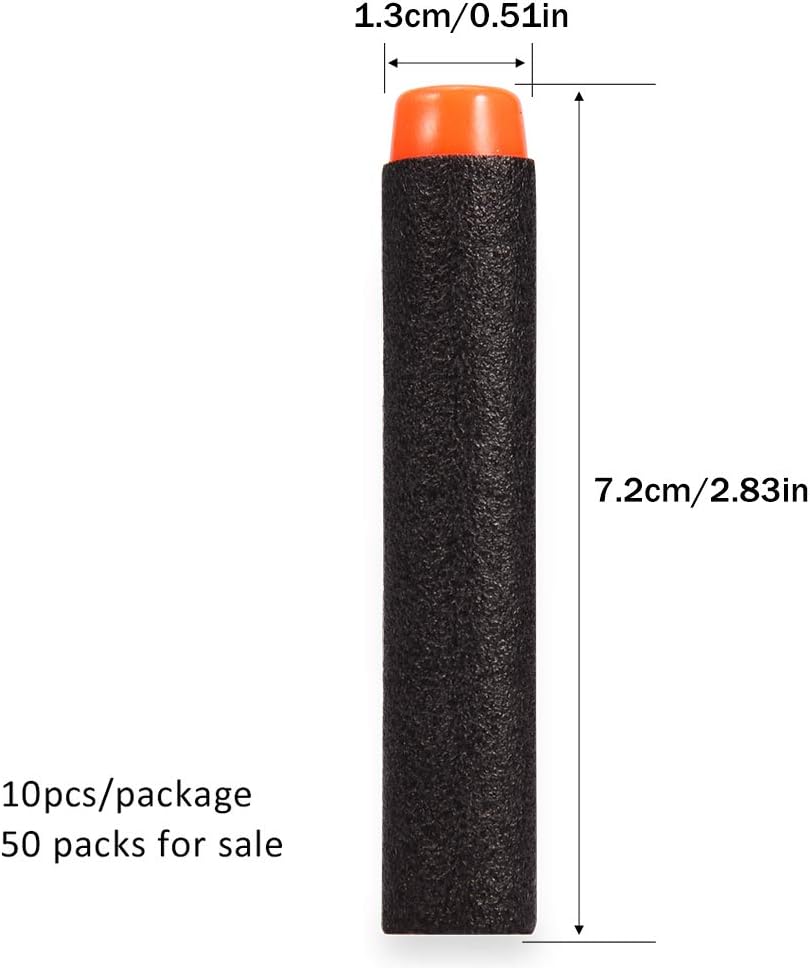 Nerf Dards, 2.8 in de espuma Nerf dardos para pistola de juguete serie paquete de repuesto negro