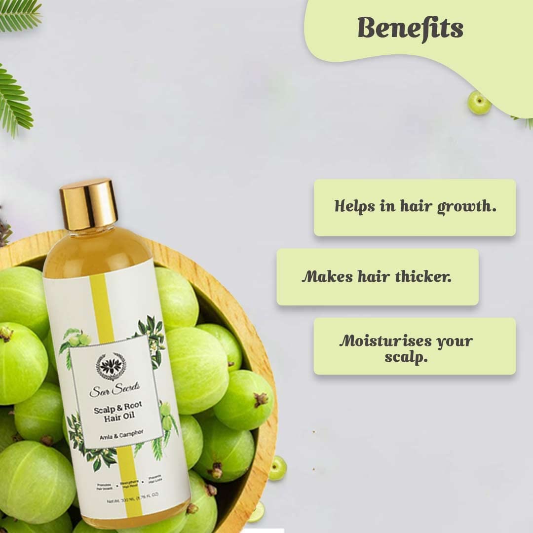 Aceite para el cabello 100% natural de amla y alcanfor, anticaídas, caspa, proporciona fuerza, suavidad y brillo con sésamo, adecuado para hombres y