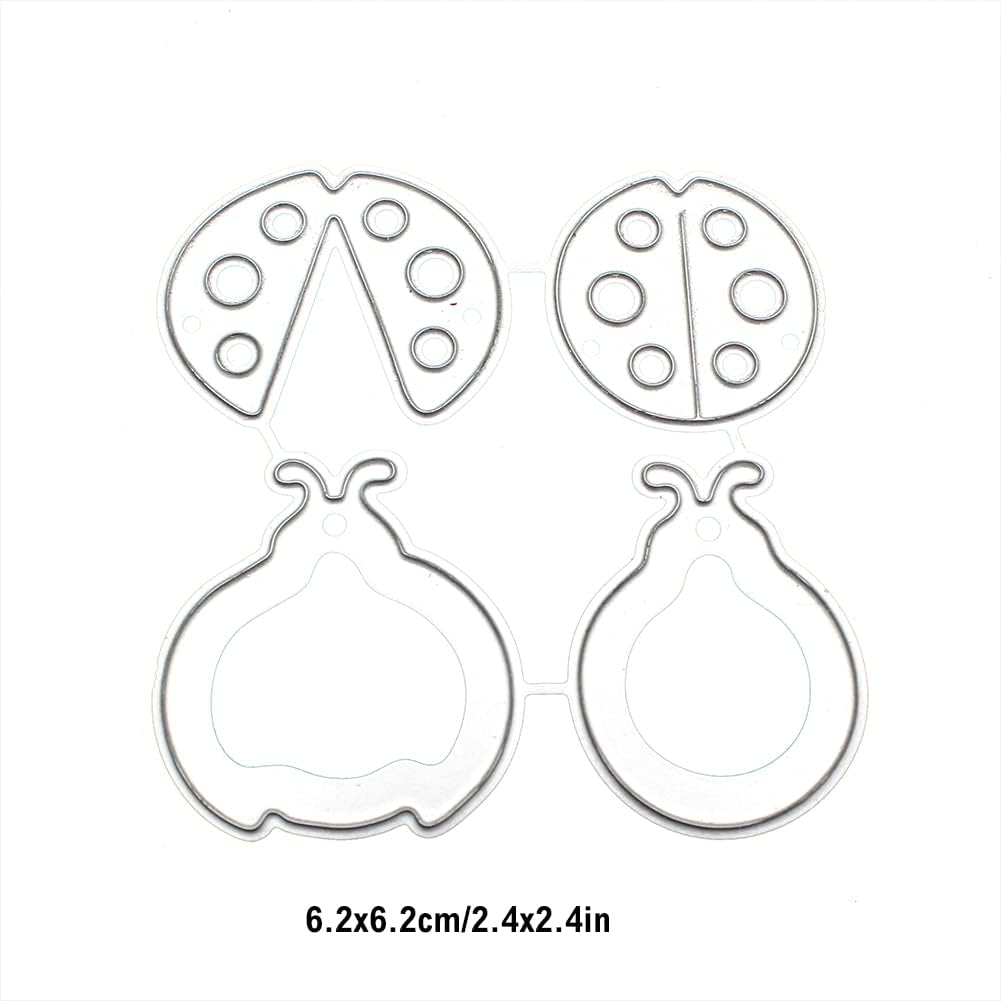 Troqueles de corte de metal con marco para hacer tarjetas, manualidades de acero al carbono, plantilla de grabado en relieve de mariquita, álbumes