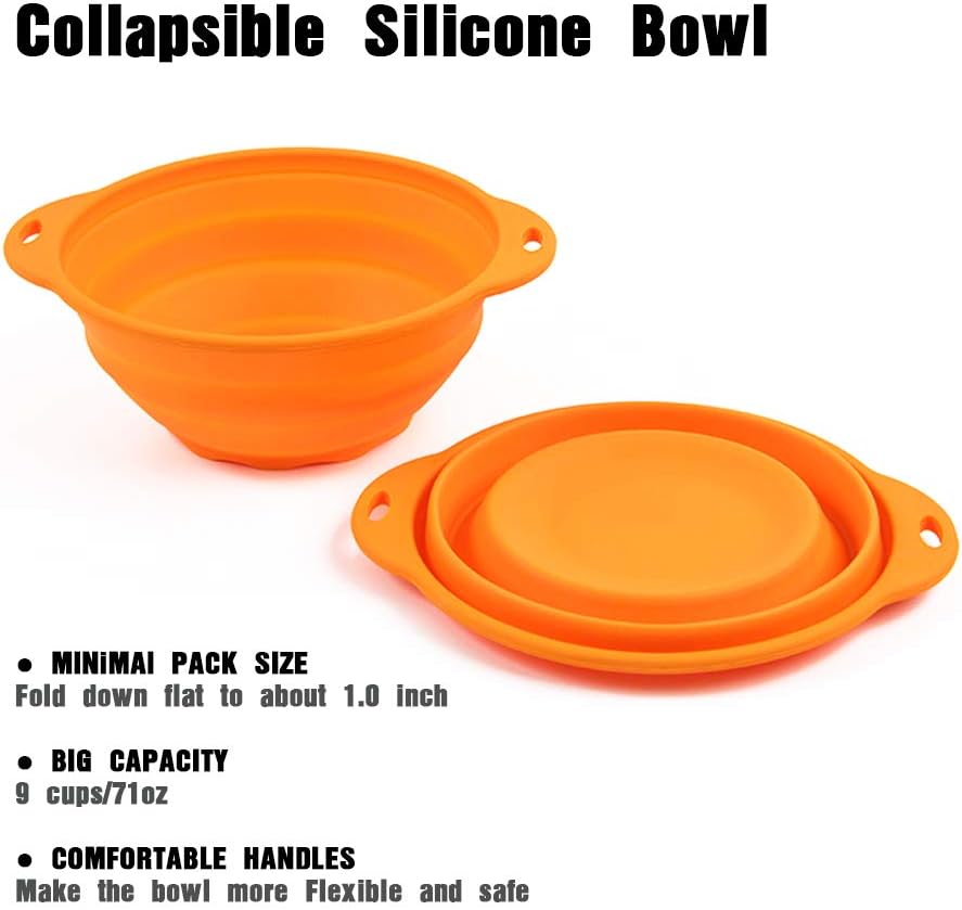 64oz naranja microondas Rv cuencos camping silicona mezcla tazón plegable 7tazas viaje al aire libre senderismo naranja (naranja64oz)