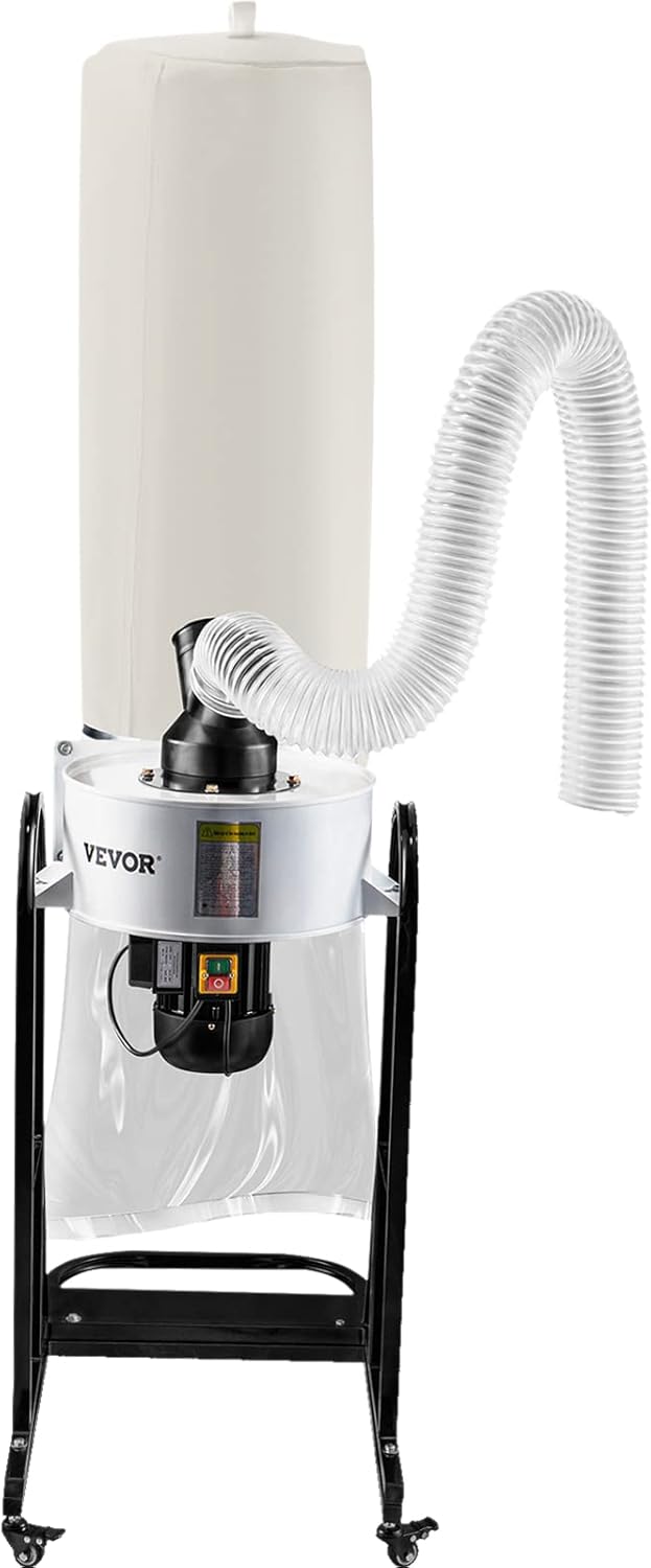 VEVOR Colector de polvo de 1.5 HP, colector de polvo de vórtice portátil de 647 CFM, colector de polvo para carpintería con bolsa de recolección de
