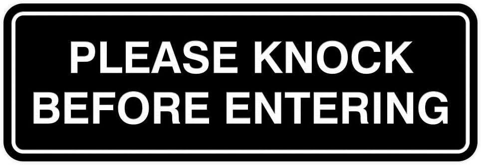 Letrero estándar con texto en inglés Please Knock Before Intering, color negro, grande, 1 paquete