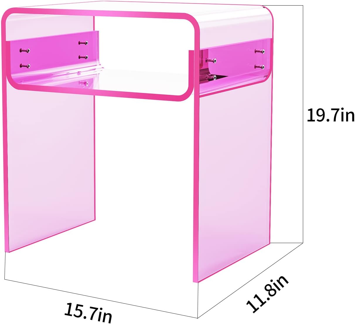 Mesa auxiliar de acrílico transparente de 2 niveles para sala de estar, dormitorio, decoración del hogar (rosa)