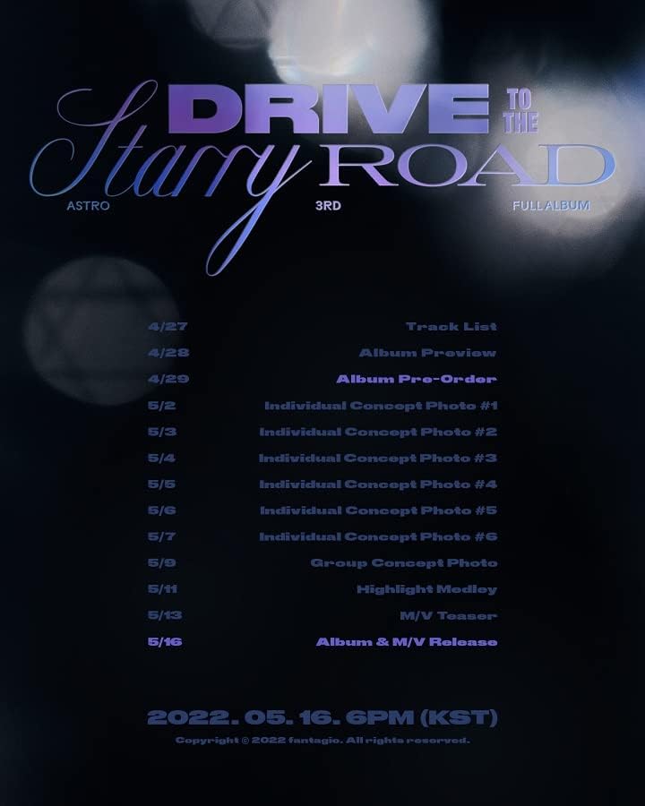 Fantagio Music ASTRO – Drive to the Starry Road Drive ver. 3er álbum+Póster plegado+Juego de tarjetas fotográficas adicionalesK-POP sellado 8.661 x