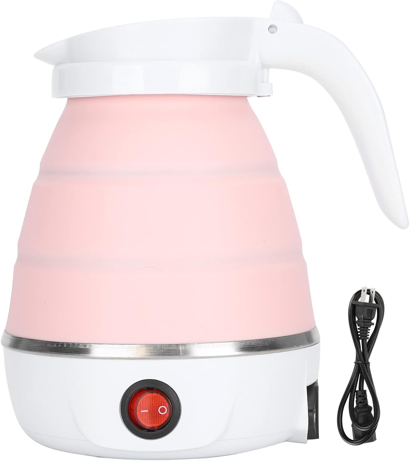 Hervidor eléctrico pequeño plegable portátil, hervidor de té eléctrico plegable de silicona para acampar, fácil de almacenar 400 W enchufe de EE.