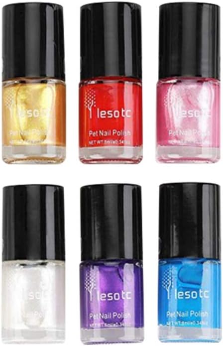 balacoo Juego de 6 esmaltes de uñas para perros, de secado rápido, no tóxicos, a base de agua, para todas las mascotas