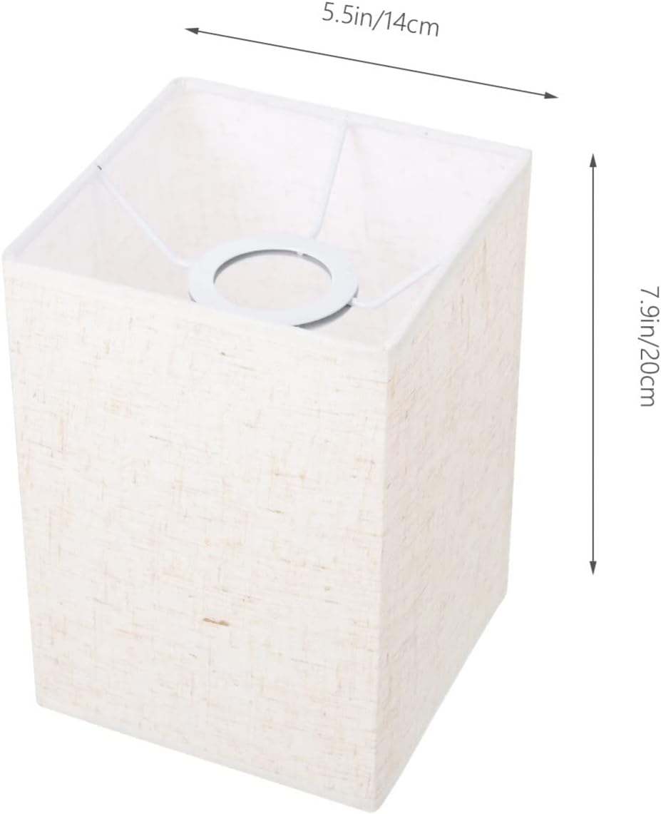 Baluue Pantalla rectangular de lino, pantalla de tela, pantallas de lámpara de araña con clip, cubierta de luz de repuesto para lámpara de mesa,
