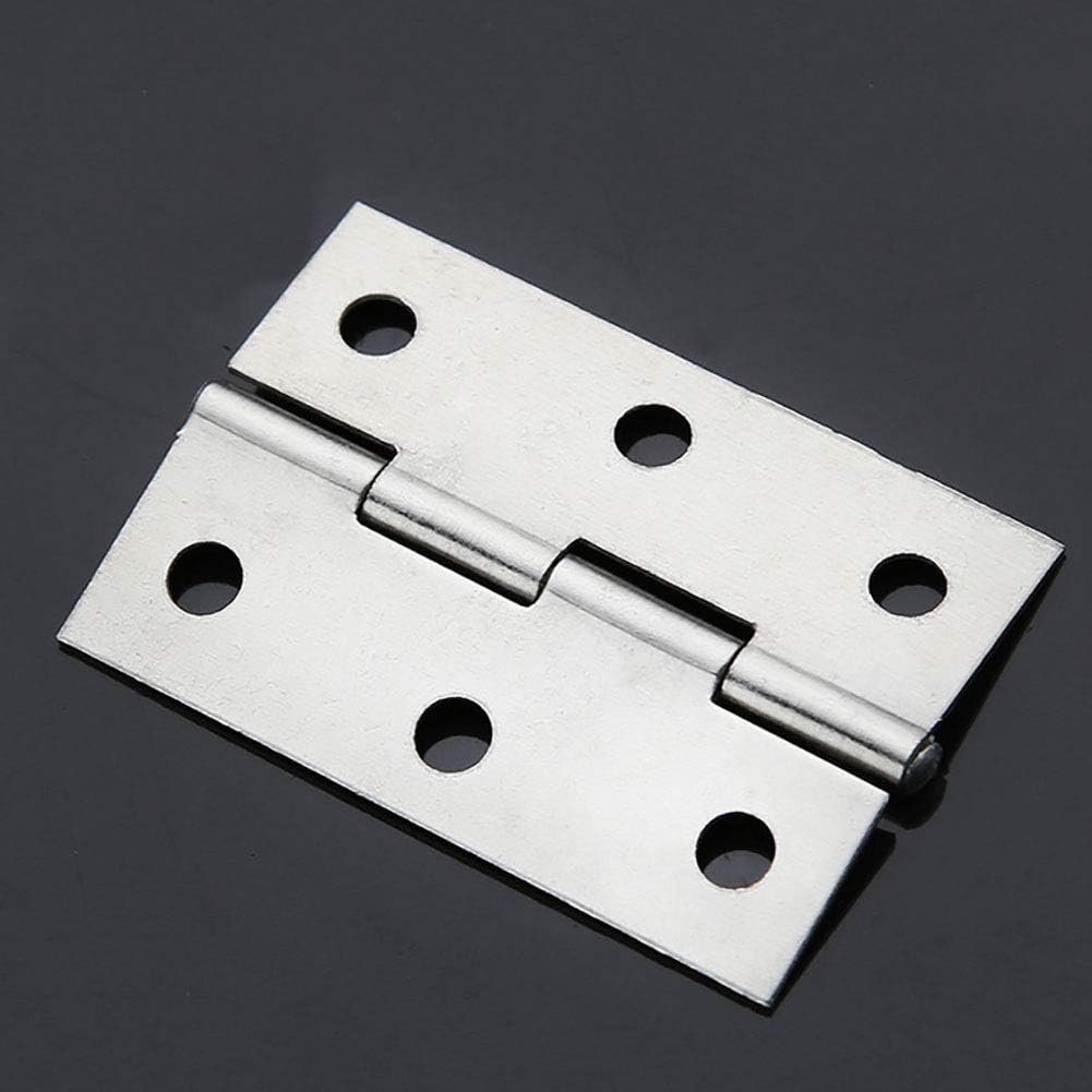TamBee 20 bisagras plegables de 1.7 pulgadas para armario, armario, puerta, muebles para el hogar, acero inoxidable, tono plateado, 20 unidades