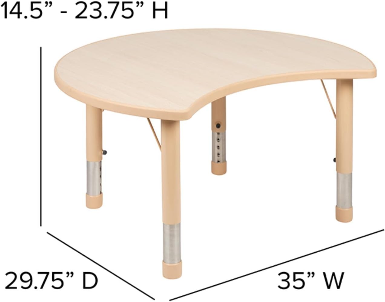 Flash Furniture Wren – Mesa de actividades ajustable de plástico natural de 25.125 pulgadas de ancho x 35.5 pulgadas de largo