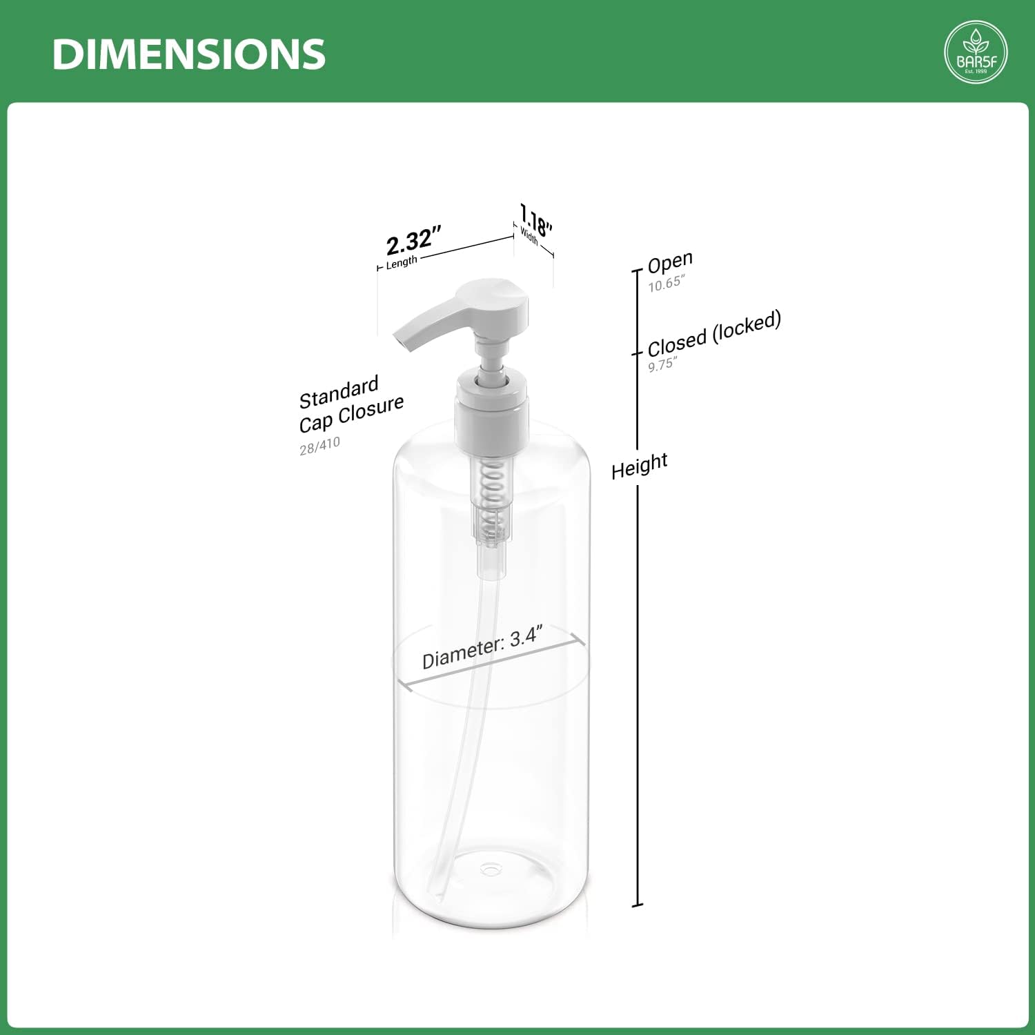 Bar5F Botellas de bomba recargables de 32 onzas de 1 litro de champú acondicionador loción jabón transparente sin BPA paquete de 3