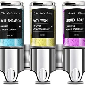 Dispensador de ducha y jabón de montaje en pared 3 en 1 de acero inoxidable, para montaje en pared, sostiene champú, jabón, acondicionador, gel de Dispensador de ducha y jabón de montaje en pared 3 en 1 de acero inoxidable, para montaje en pared, sostiene champú, jabón, acondicionador, gel de