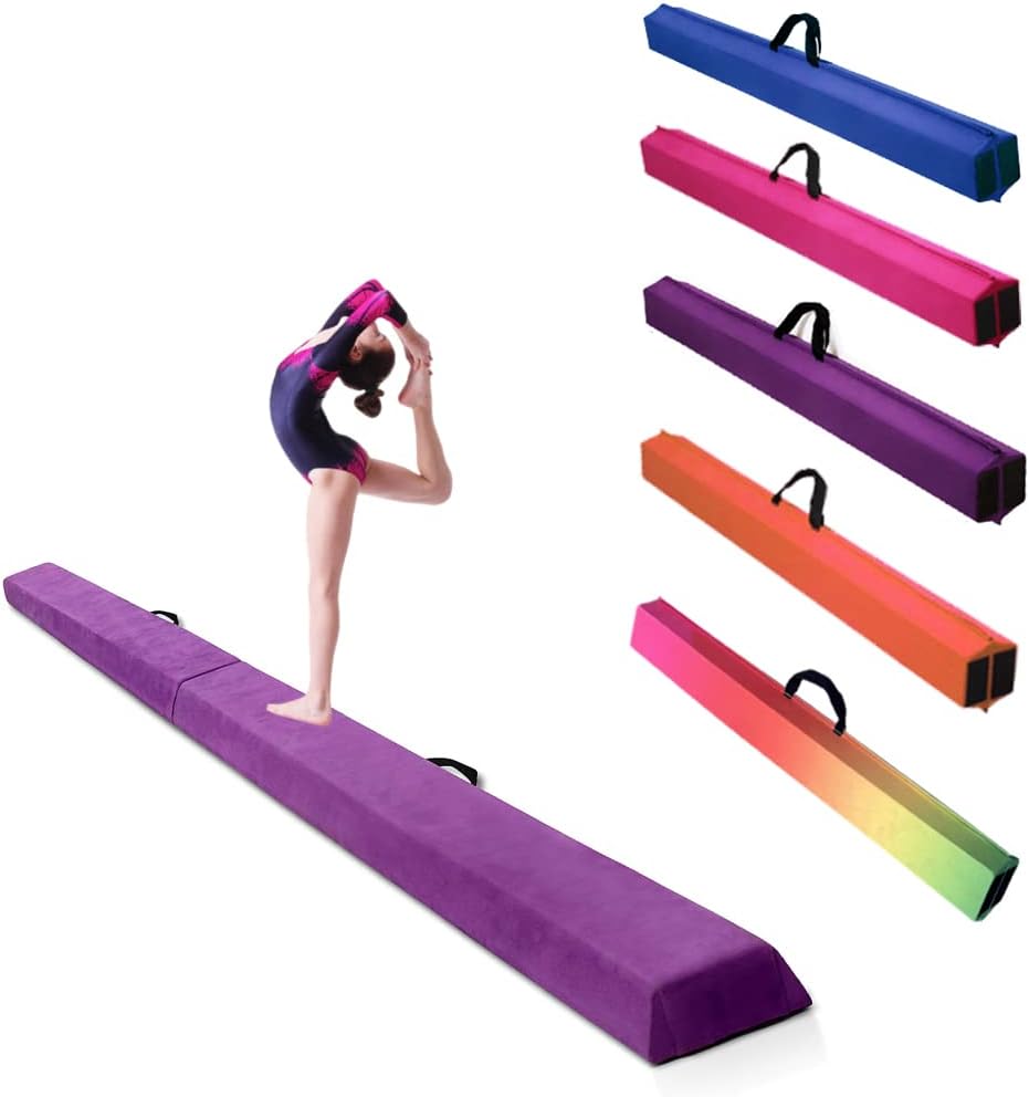Equipo de gimnasia plegable de 9 pies para niños, base de goma antideslizante, haz de gimnasia para entrenamiento, terapia física, entrenamiento